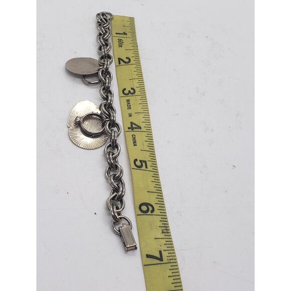 Vintage Chunky Charm Bracelet Heart Ring Charm Wedding Anniversary Engravable - Picture 9 of 12